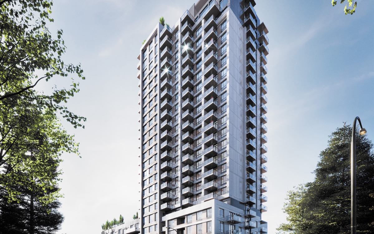 Rendering of 1088 West 12th Avenue — 26 storeys, 304 rental homes, Fairview, Vancouver