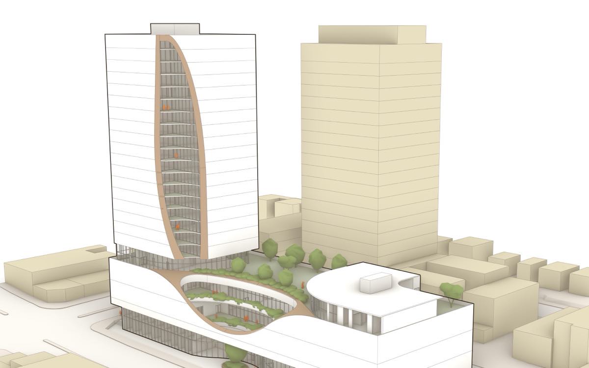 Rendering of 1618–1680 East Hastings Street — 23 storeys, 157 social housing homes, Grandview, Vancouver