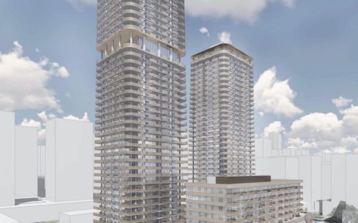 Rendering of 282 West 49th Avenue, the Langara YMCA site — 33 and 37 storeys, 685 homes, Cambie Corridor, Vancouver